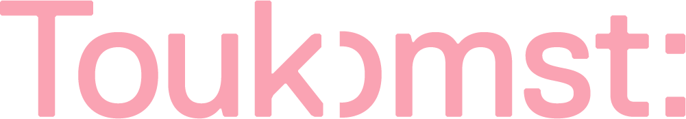 Het logo van Toukomst in de kleur lichtroze