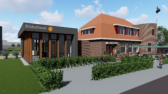 tekening van het nieuwe dorpshuis in Loppersum